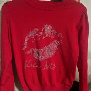 Nanette Lepore Red Sweater with Lip Print